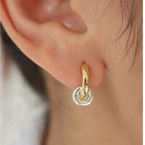 Two-Tone Interlock Hoop Earring